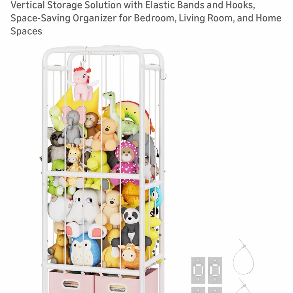 White Vertical Storage Solution with Elastic Bands
